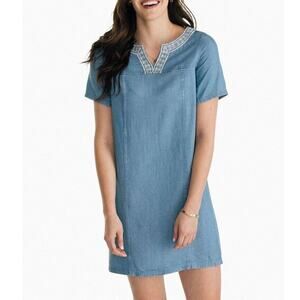 Women's Southern Tide Dress Size Small Cotton/denim Embroidered EUC